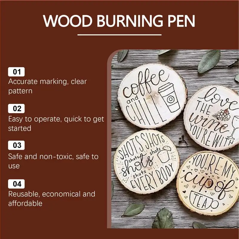 Marker Woodburning Pen Wood Burner Set For Burning Wood Do-it-Yourself Kit 3X Pen For Burning Wood For Do-it-Yourself Stencil