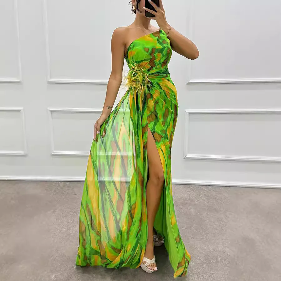 2023 Lente Vrouwen Chiffon Jurk Print Mouwloze Casual Jurk Boheemse Jurk Vrouwelijke Zomer Vakantie Mode Strand Dame Kleding