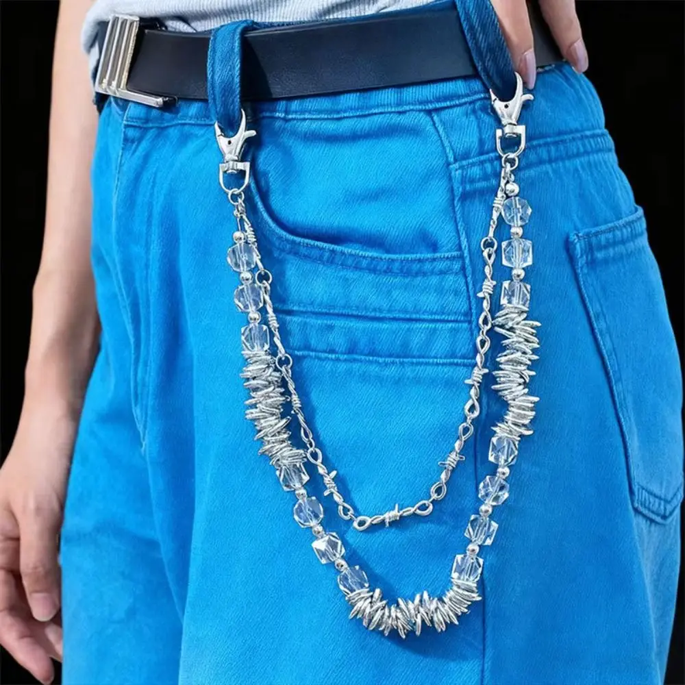 موضة السراويل المعدنية محفظة سلسلة الهيب هوب Y2K بنطلون سلسلة الشرير Harajuku الجينز كيرينغ المفاتيح للنساء رجل #3