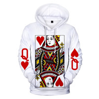 Playing Cards Poker K Q print hoodies men/women KING QUEEN hoodie sweatshirt male clothes boys/girls harajuku funny jacket coat