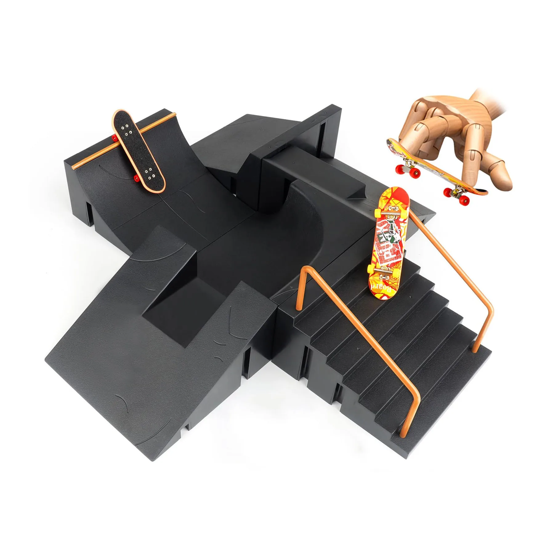 New and Innovative Finger Skateboard Venue Scene Prop Set with Accessories Table Stress-relief Boy Interactive Toy and Gift