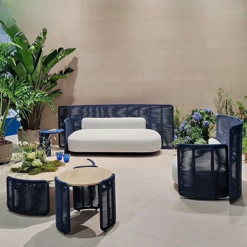 Outdoor rattan sofa combination outdoor courtyard creative villa hotel leisure layout area rattan chair furniture