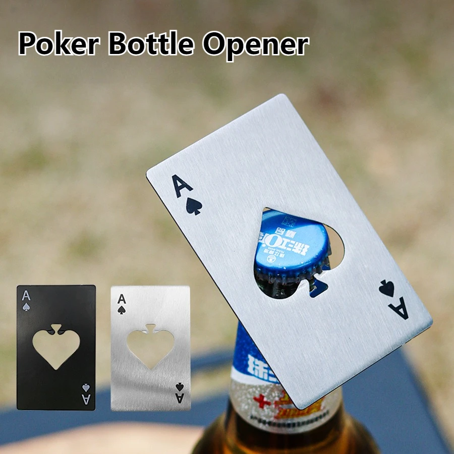 Poker Spades Card Bottle Opener,Stainless Steel Beer Bottle Opener, Portable Wallet Pocket Beverage Opener, Creative Party Gift
