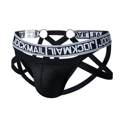 JOCKMAIL Sexy Men Bondage Underwear Jockstrap Mesh G String Elastic Hollow Lingerie Thong T-back Gay Sissy Underwear Penis Pouch