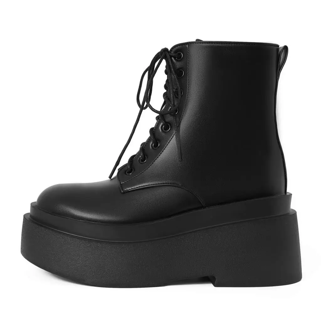 Buty damskie zasznurować grube dolne obcasy platformy buty do kostki projektant mody stylowa luksusowa jakość Casual 2022 zimowe botki