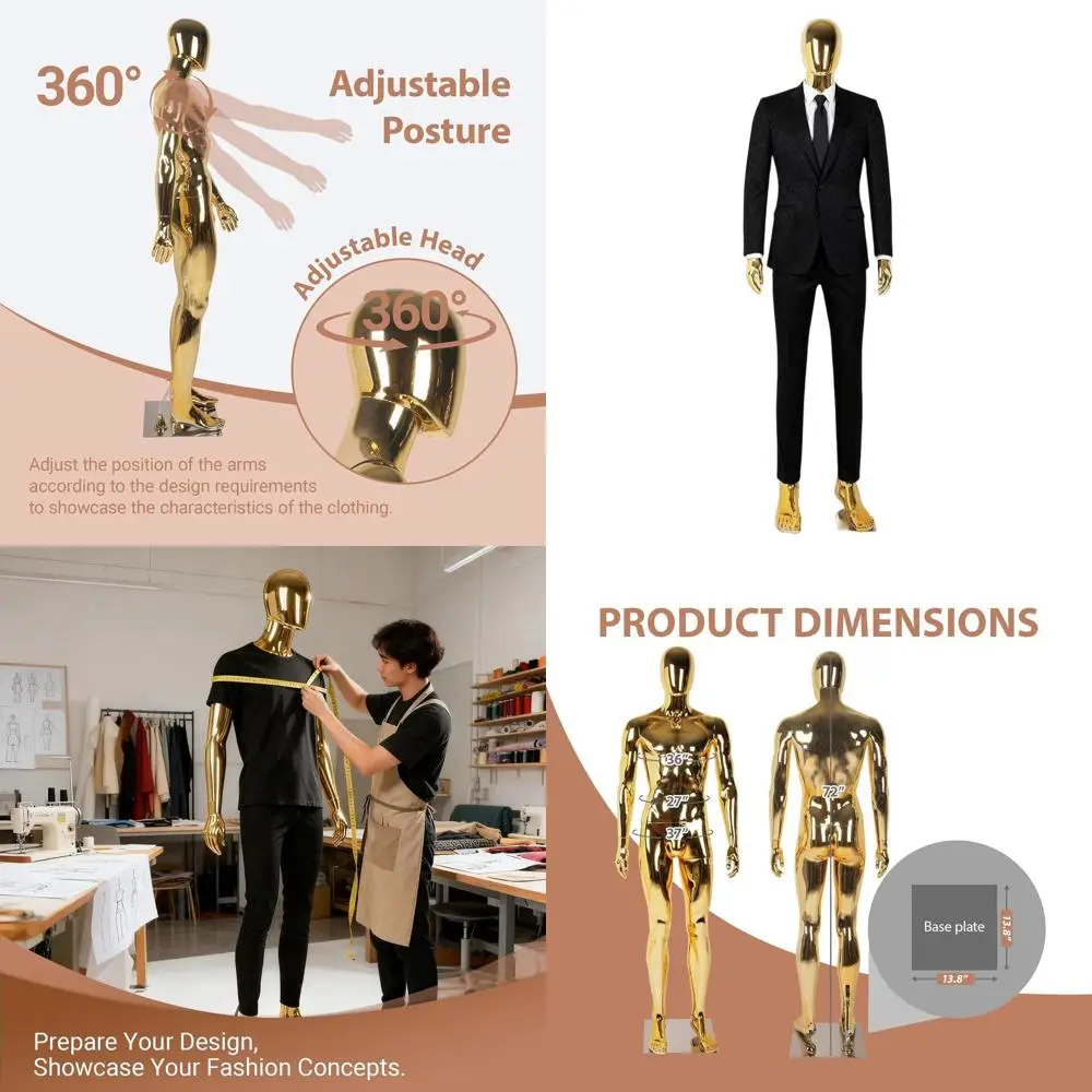 

Манекен мужской регулируемый, высотой 6 футов, с металлическим основанием для надежной демонстрации