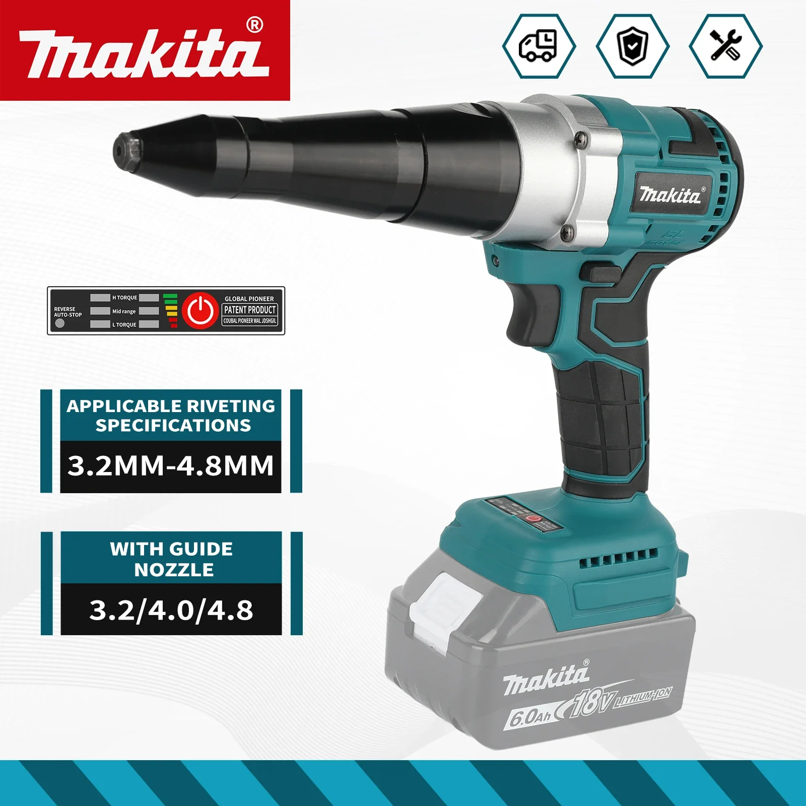 For Makita M108 Riveting Gun with Overheat Protection and Durable Construction for Long-Lasting Performance Tools