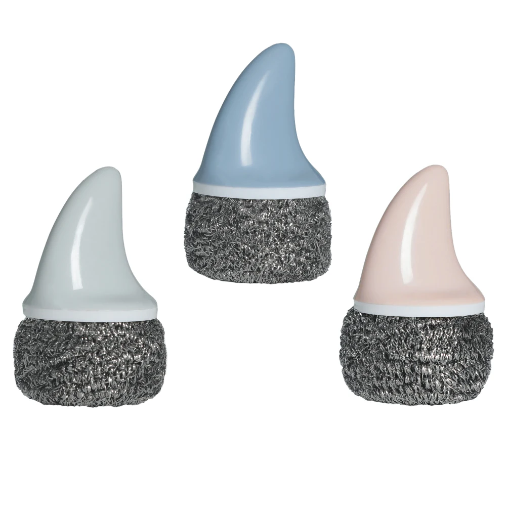 

3Pcs Stainless Steel Steel Wool Scrubbers Handle Kitchen Cleaning Tool for Pots Pans Sink Stove Dishes Gray