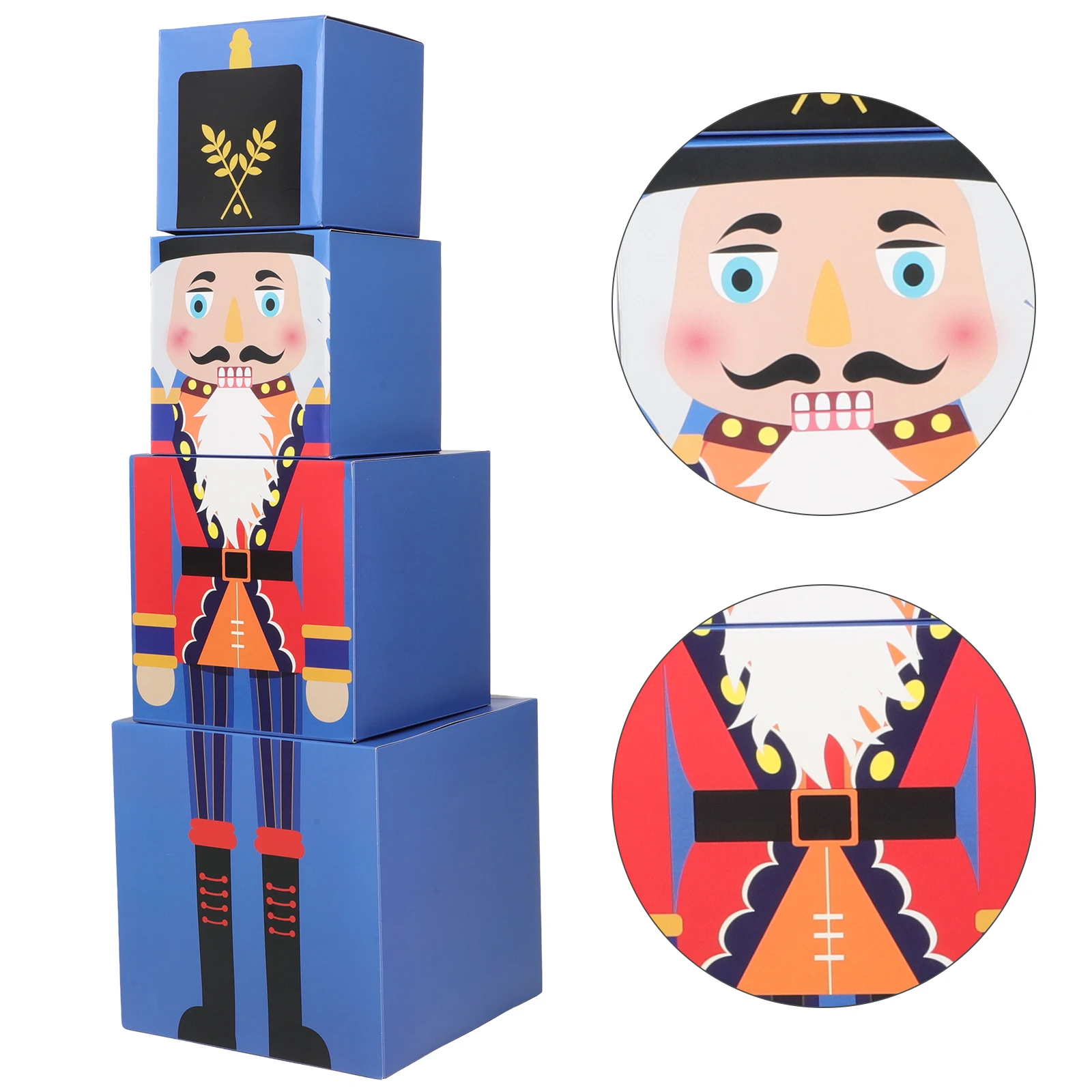 

1Set Decorative Christmas Boxes Stackable Nutcracker Holiday Present Containers with Lids for Gift Giving and Ornament Storage