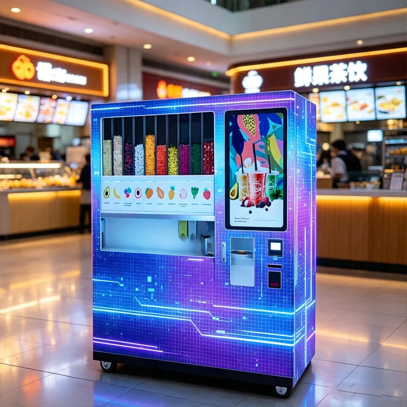Commercial Touch Screen Automatic Smoothie Vending Machine With 8 Ingredient Hoppers Self Service Cold Drink Maker ForMall Store