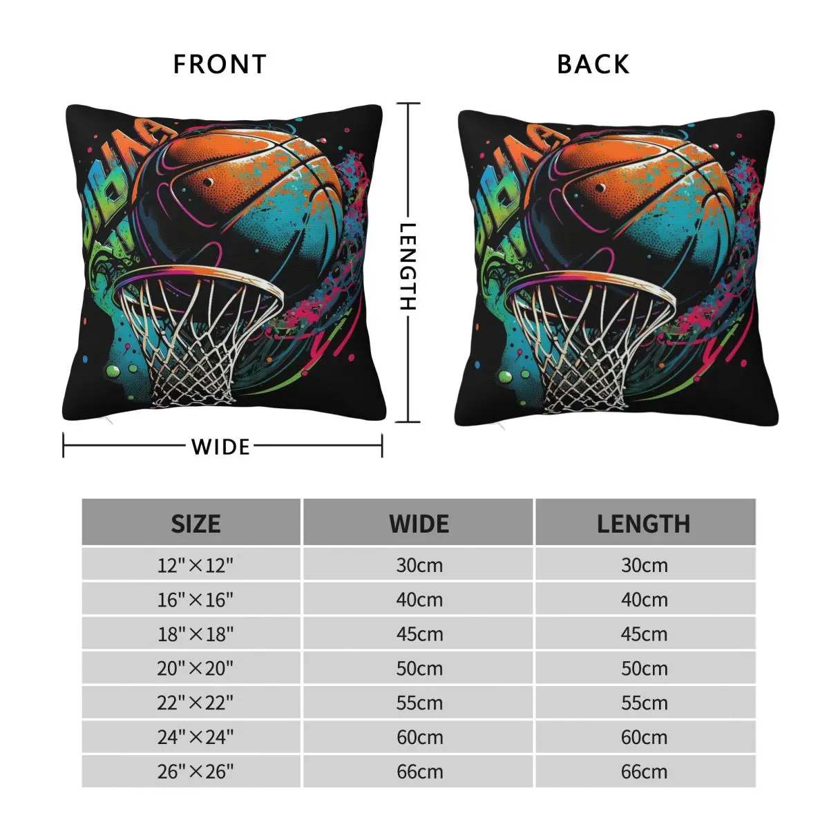 Basketball Graffiti Square Pillowcase Polyester Linen Velvet Pattern Decorative Throw Pillow Case Sofa Seater Cushion Cover 18