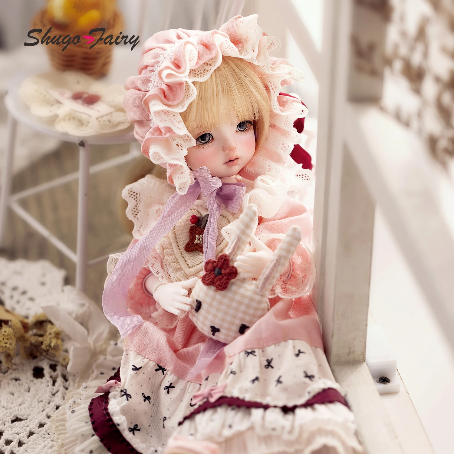 Ball Jointed Doll 1/6 Thea Fullset Kawaii Antique Doll Anime Toy Baby Face Sculpt Pink Lolita Outfit ShugaFairy Resin Figure