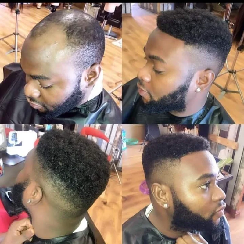 Imagem -06 - Toupee Encaracolado do Cabelo Humano para Homens Pretos Pele Completa Americano Africano Afro 8x10