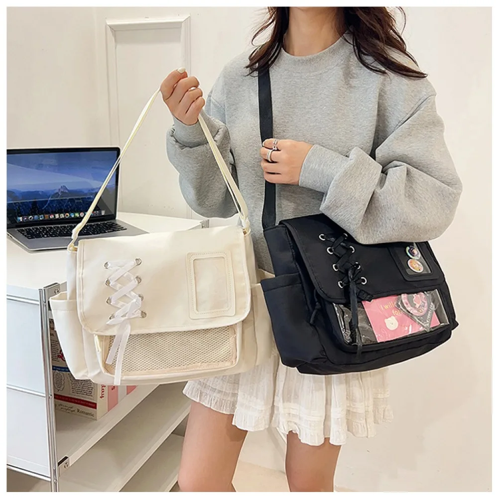 Strap ita bag, large-capacity shoulder crossbody bag, ita bag, anime-themed bag, versatile, girly, college-style, transparent, s image 3