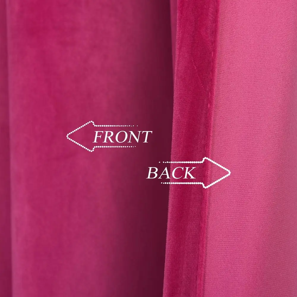 Thermal Insulated Velvet Berry Curtains, 96 Length, 2-Panel Set, Rod Pocket, for Living Spaces