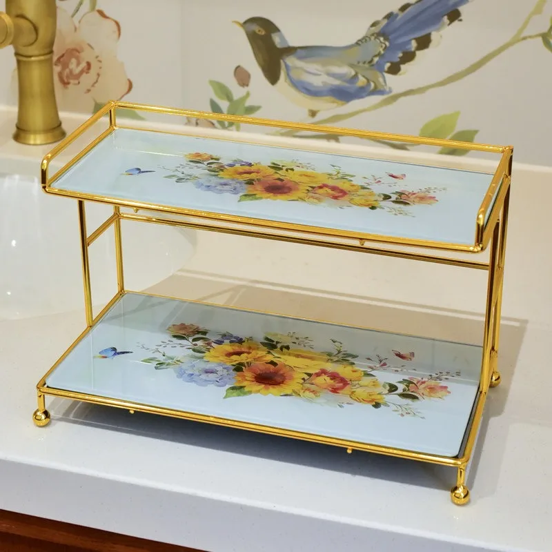 Sunflower shelf Toilet Kitchen Bathroom toiletries Countertop Double storage rack Cosmetics shelf
