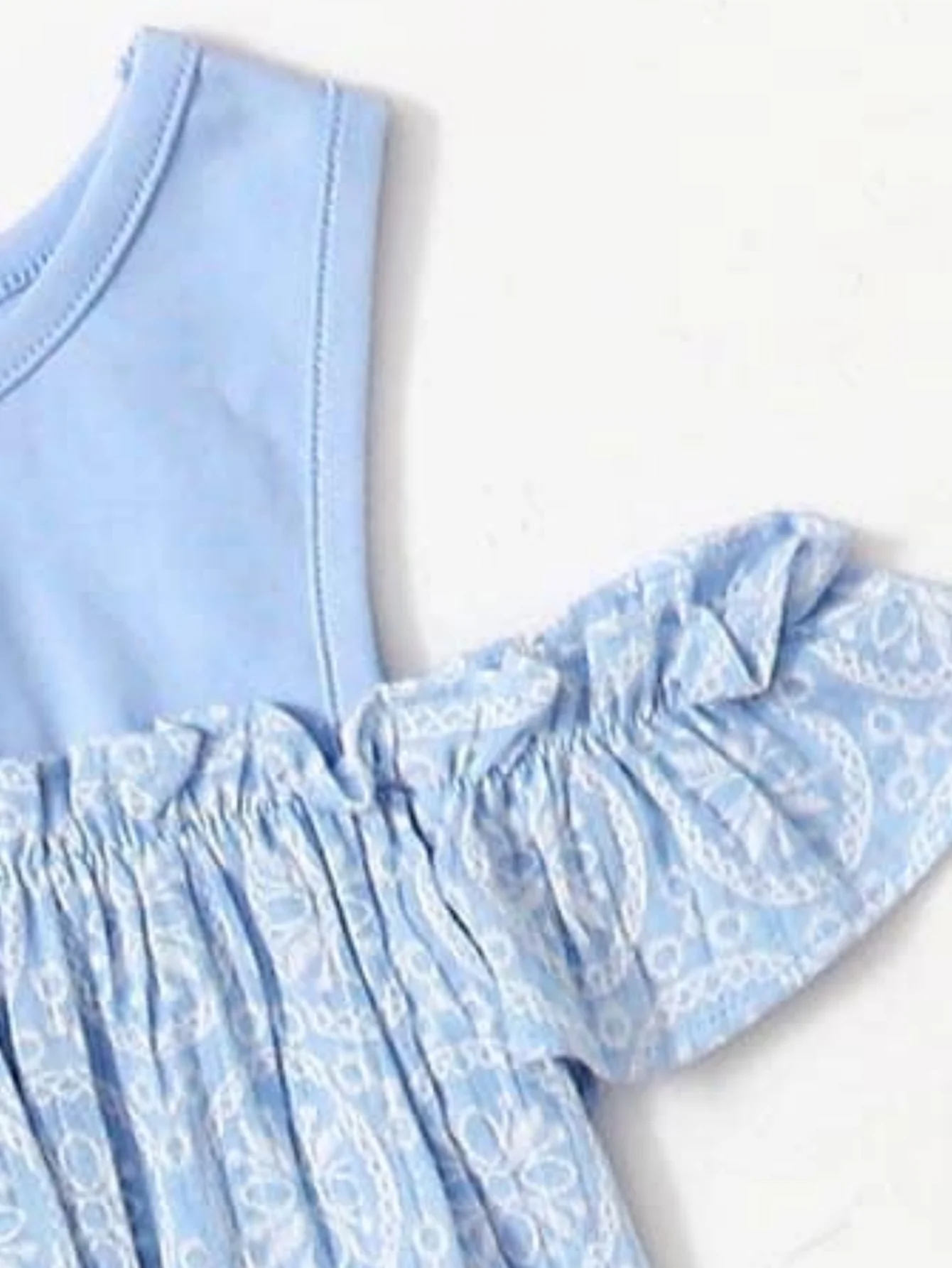 Girls\' summer fresh blue lace dress - cool sleeveless design, elegant patterned skirt