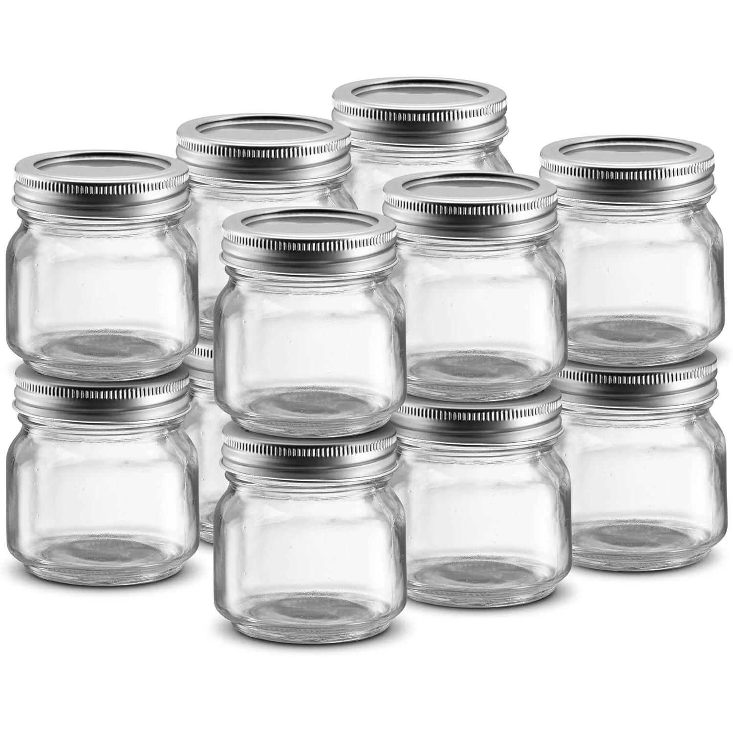 

Mason Jars 8oz Regular Mouth Glass Jars with Lid & Seal Bands - Airtight Container for Pickling, Canning, Candles,Overnight Oats