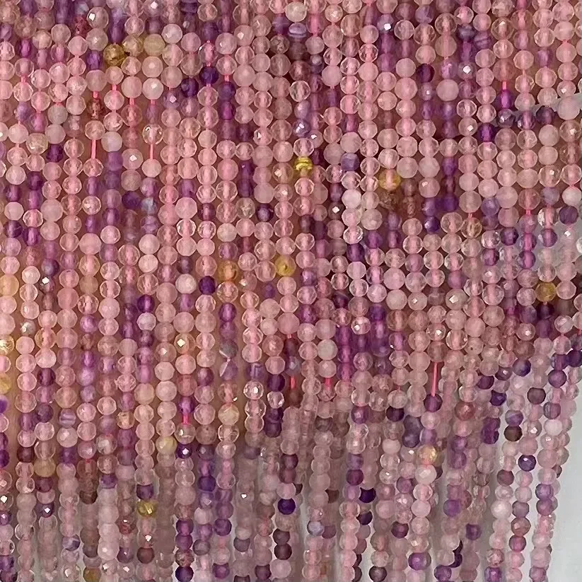 Natural Super Seven Crystal Gemstone Facted Loose Beads 38cm Women Trendy Fashion Jewelry DIY Bracelet Necklace Strand Beads