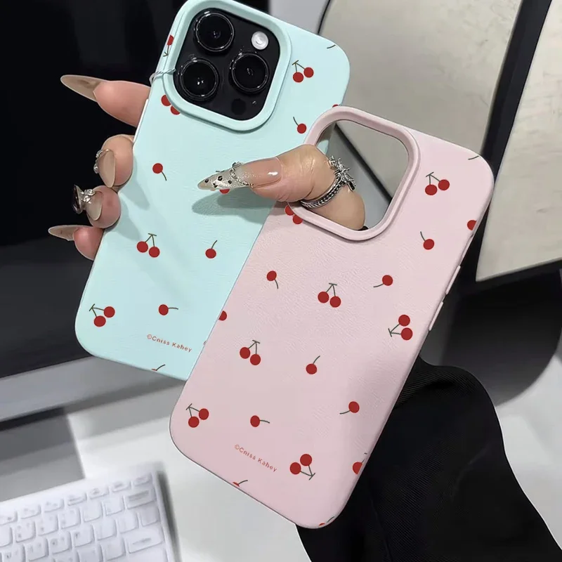 Cute Cartoon Cherry Lichee Pattern Silicone Phone Case For IPhone 16 15 14 13 12 11 Pro Max XS Max XR 14 15 16 Plus Cover Case image 4