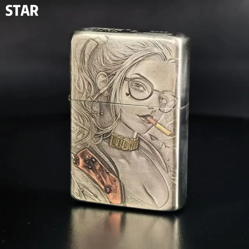 

STAR 905 White Bronze Armor Inlaid Kerosenes Lighter, Hand-engraved Lighter, Smoking Accessories, Men's Gift