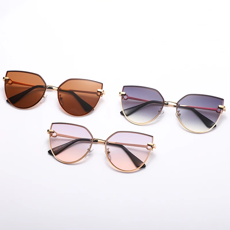 

Fashion Ladies Cat Eye Sunglasses Women Brand Designer Vintage Rimless Gradient Sun Glasses For Female Trendy Eyeglasees UV400