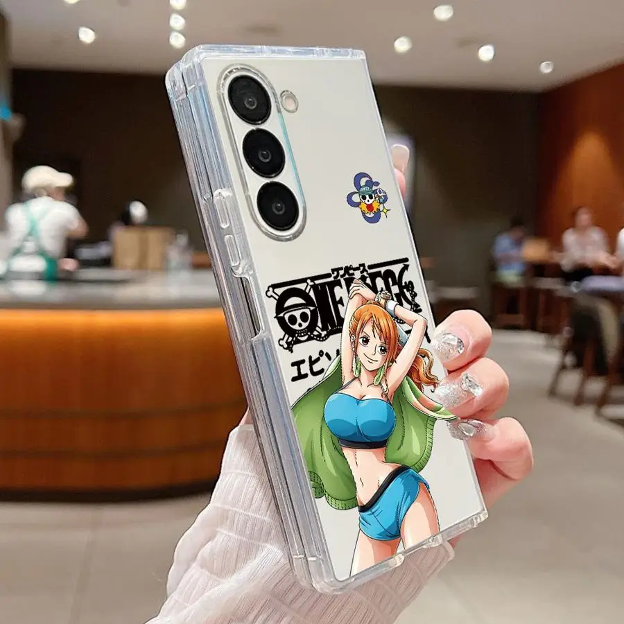 One Piece Nico Robin Nami Hülle für Samsung Galaxy Z Fold 7 6 5 4 3 ZFold3 ZFold4 ZFold7 ZFold5 ZFold6 Transparente Weiche Handyhülle