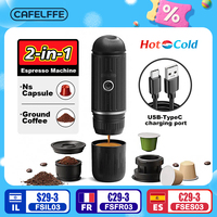 Cafelffe Portable Coffee Machine Wireless Electric Espresso Maker Fit Nes Capsule & Coffee Powder Gift for Lover,dad,hiking camp