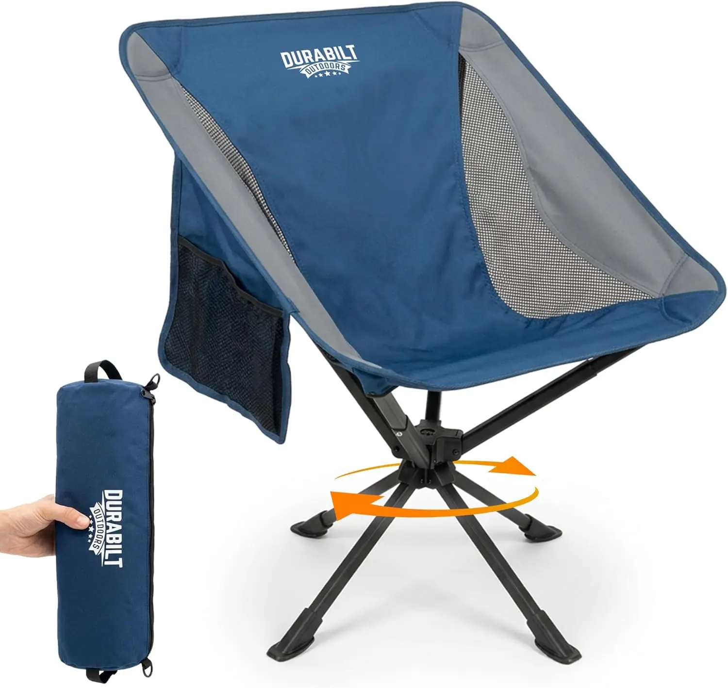

360° Swivel Camping Chair, 330lb Capacity, 4lb Ultralight, Compact Folding with Carry Bag