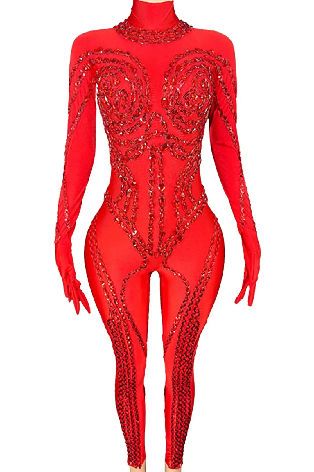 ZDラグジュアリー長袖スパンコールダイヤモンドワンピースボディスーツレディースダンス誕生日パーティーロンパース女性セクシーラインストーンジャンプスーツ