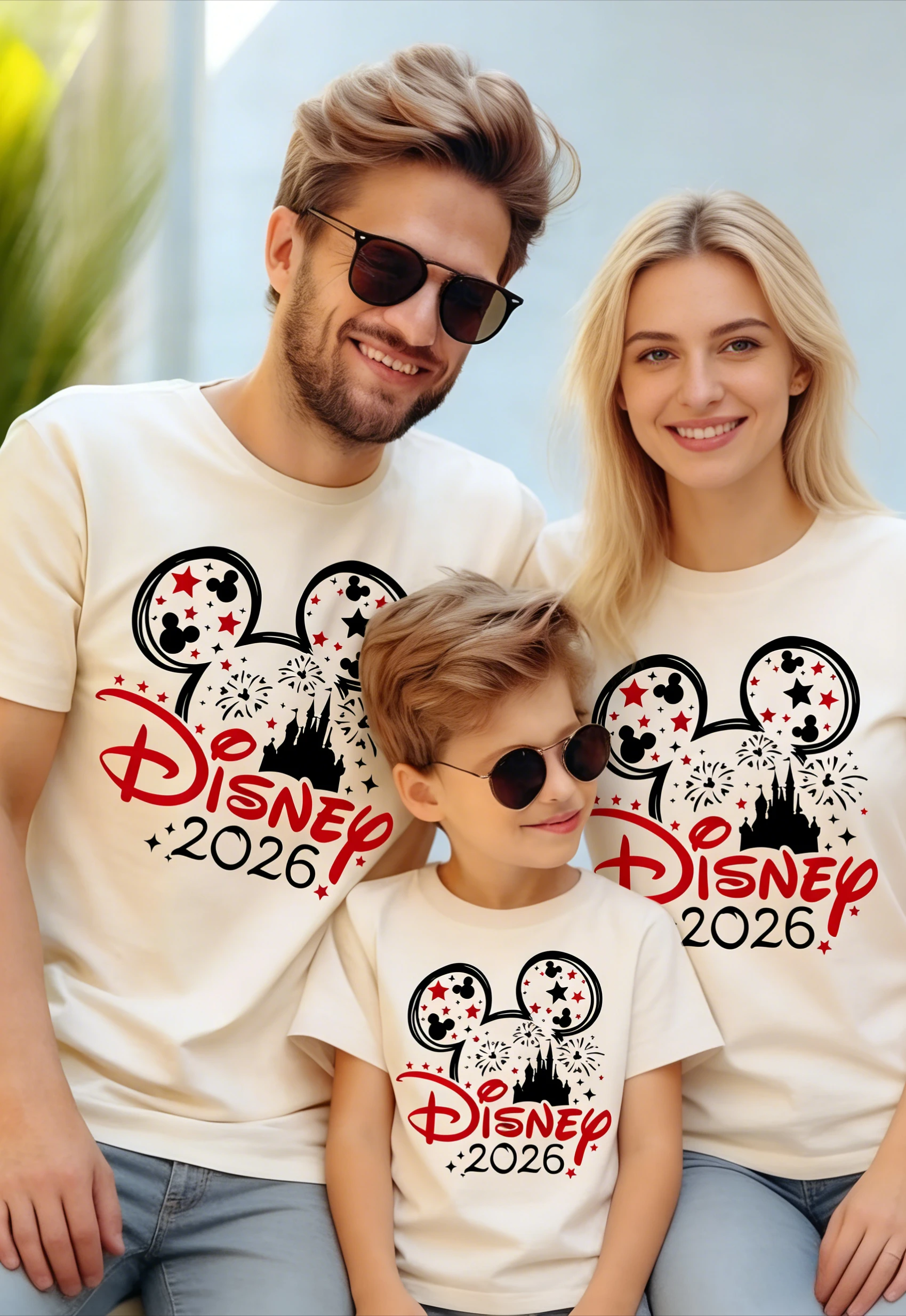 2026 Summer Disney Graphic T-shirt Parent-child Family Adult Children Fashion Cotton Short-sleeved Loose Casual Shirt