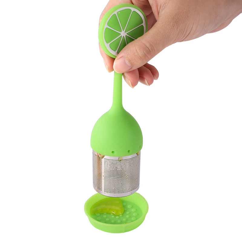 Silicone Handle Tea Infuser Stainless Steel Tea Ball Filter Teapot Cha Coffee Strainer Creative Lemon Orange Shape Spice Sieve