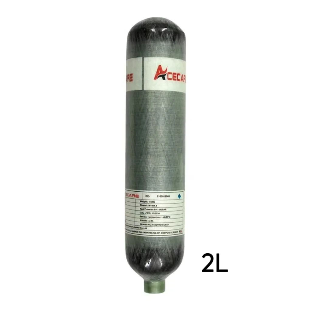 ACECARE 4500PSI 300BAR 30MPA 2L CE Carbon Fiber Cylinder Scuba Diving Cylinder HPA Bottle High Pressure Tank M18*1.5