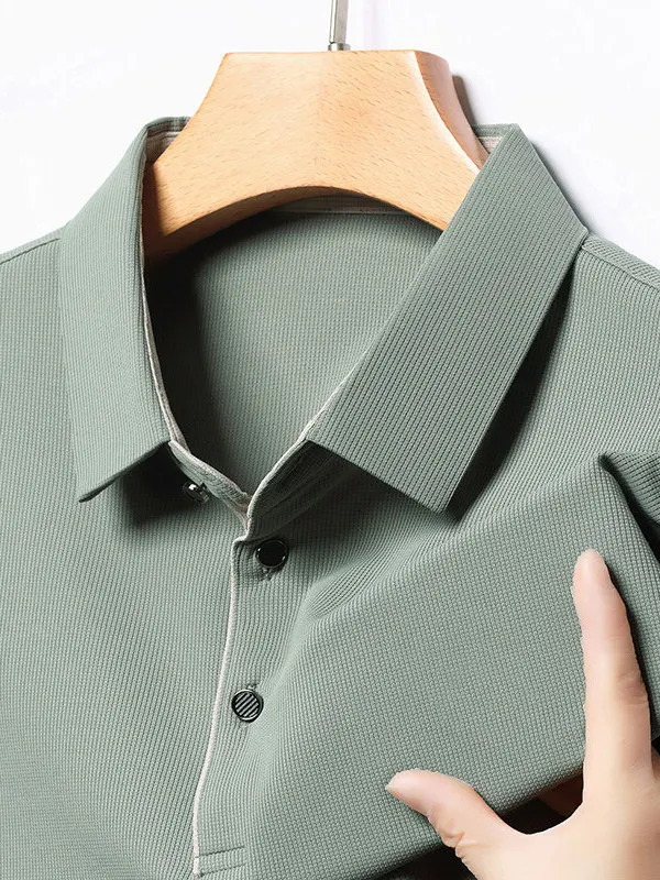 Camisa Masculina de Verão Junbo Hao com Ajuste Regular, Manga Curta, Sensação Fresca, Casual, Fitness, T-Shirt de Poliéster e Spandex, Casual para Negócios