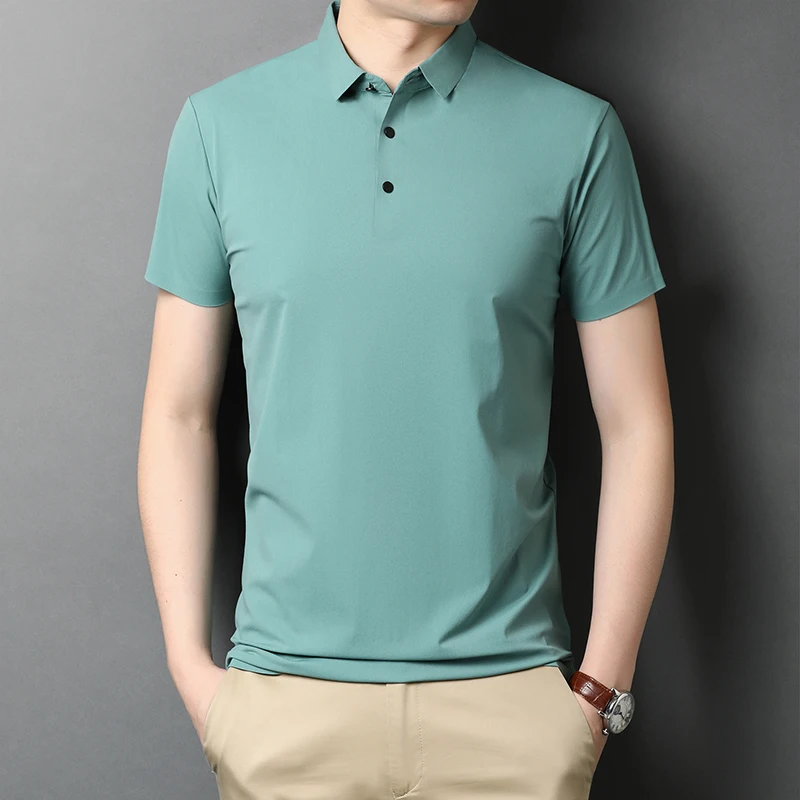 

high quality 2021 new summer tops tees men lapel short-sleeved T shirt