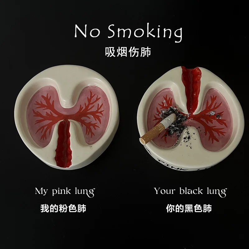 Pink Lung Ashtray Resin Funny Cool Desktop Cigarettes Smoking Cigar Ashtray Home Smokers Ash Tray Holder Creative Ashtrays Tray