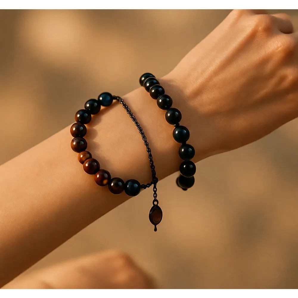 

Набор из 10 браслетов с бусинами из тигрового глаза, 8 мм, натуральный камень, эластичный, из лавового камня, черный кристалл, регулируемый, для мужчин и женщин