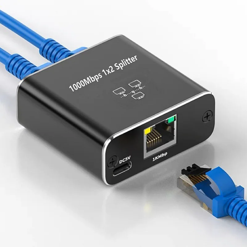 Adattatore connettore Splitter RJ45 da 1Gb da 1 a 2 vie Lan Ethernet Splitter 1x2 1000Mbps accoppiatore Gigabit collegare il cavo di rete del Laptop