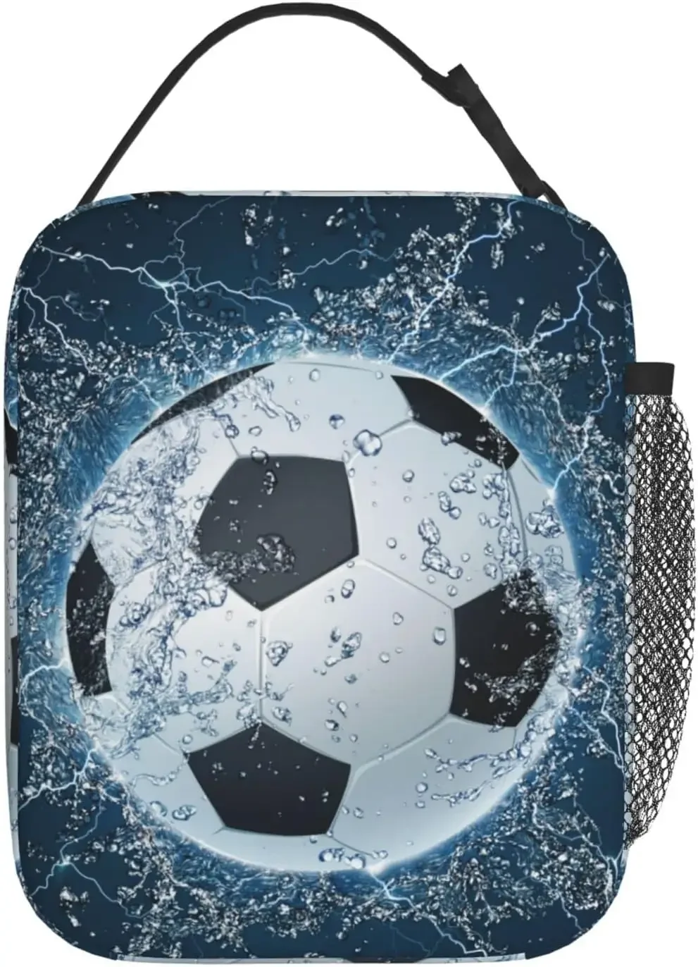 Soccer Ball on Water Girls Insulated Lunch Bag Reusable Work Lunch Tote Box Bag for Women Men and Adults