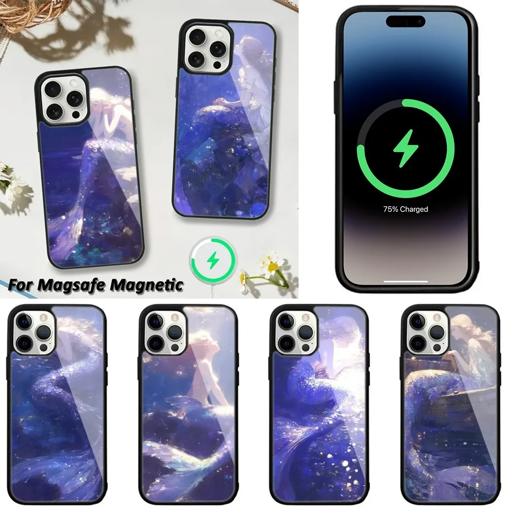 Mermaid  Phone Case For iPhone 15,14,13,12,11 Pro Max Plus Cases Wireless Charging