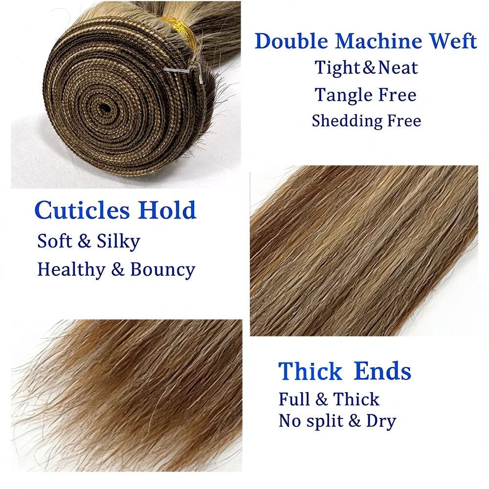 4P613 Color Bundles 100% Human Hair Highlight Straight Wave 1 Bundle Unprocessed Virgin Mixed Blonde Bundle Hair Extensions