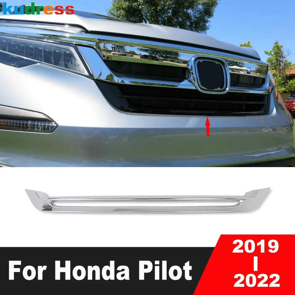 

For Honda Pilot 2019 2020 2021 2022 SUV Chrome Car Front Grille Grill Cover Trim Racing Grills Molding Strip Accessories