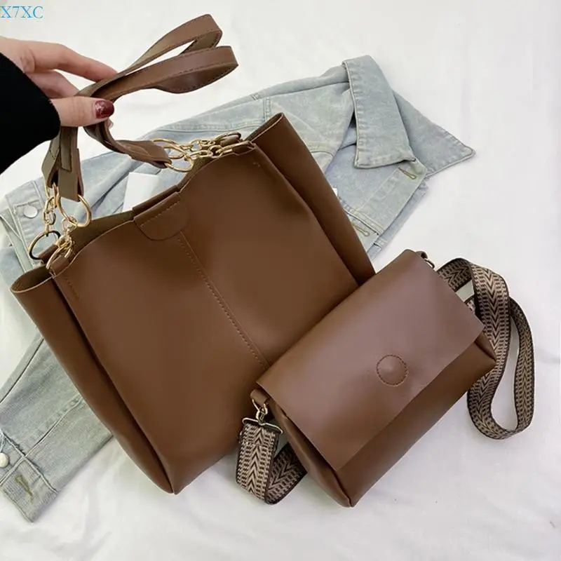 

X7XC 2Pcs Contemporary Crossbody Bag For Everyday Use Lightweight PU Underarm Bags Spacious Comfortable Shoulder Strap
