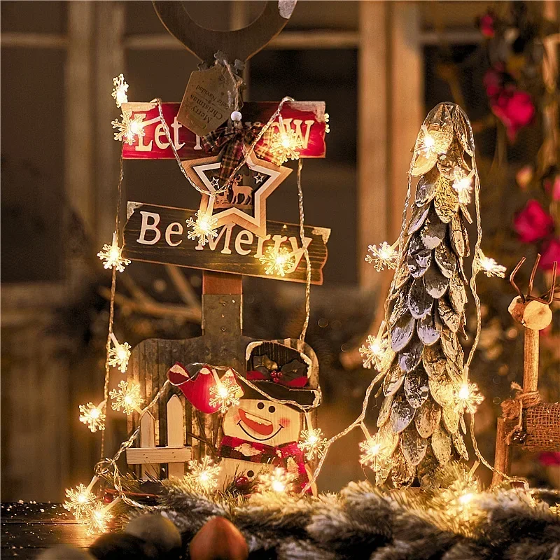 LED Christmas Snowflake Star Light Battery Box lampeggiante String Light Navidad Room 2024 capodanno fiaba luce decorativa