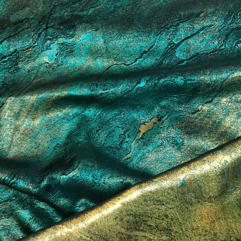 1M Celadon Green Gold Weave Jacquard Brocade Fabric Heavy Texture Vintage Mural Hanfu Dress Chinese Ancient Costume Apparel view 3