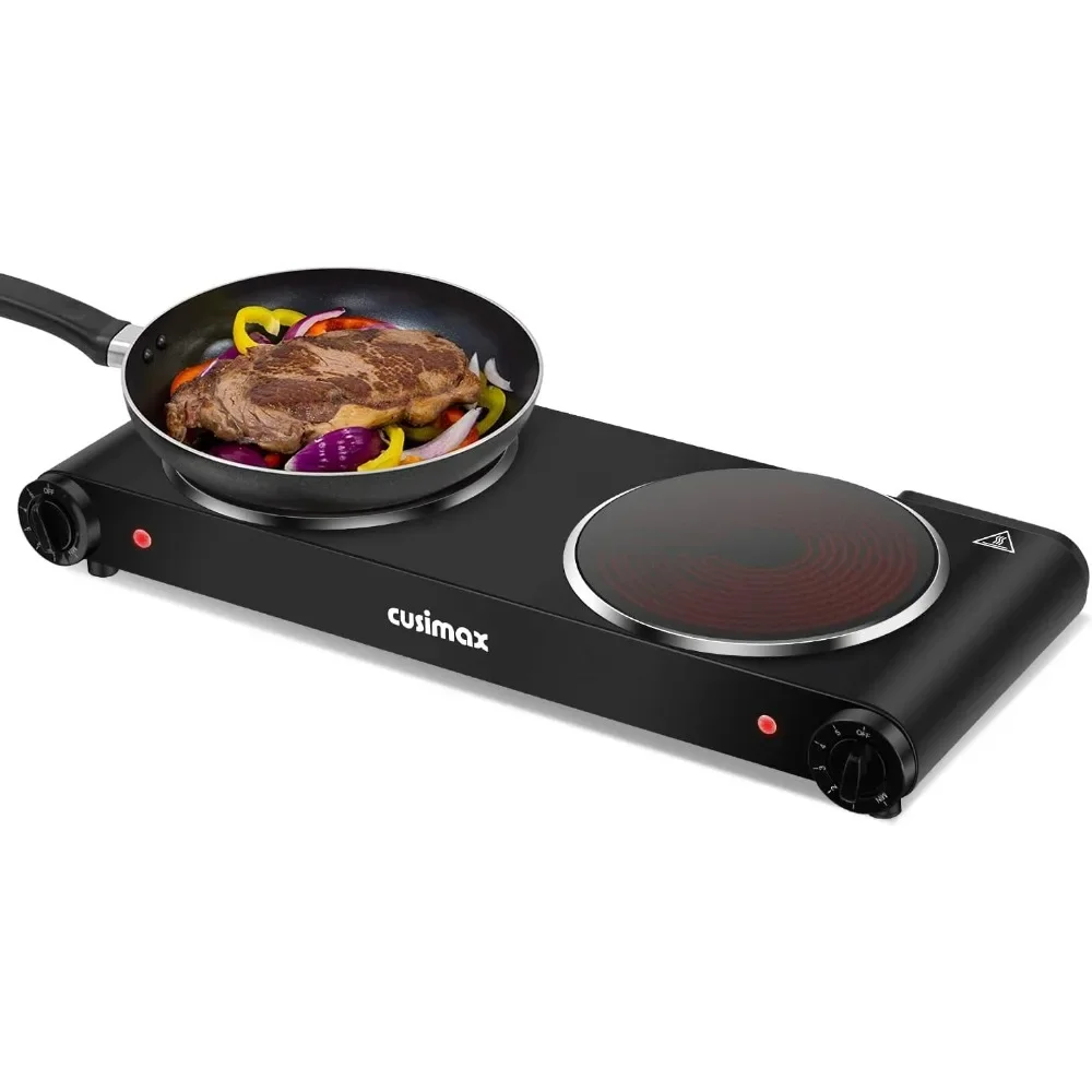 

Induction Cooktop, 1800W, 7 Inch Ceramic Glass Portable Double Burner Cooktop for Dorm Home Camp, Compatible W/All Cookware