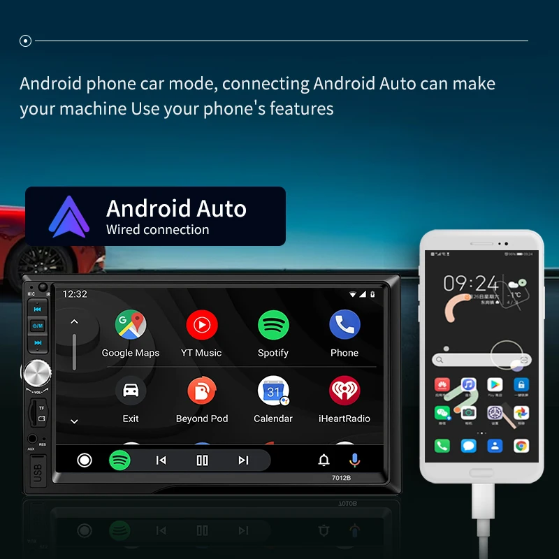 Acodo 7Inch Car Radio MP5 Wired Carplay Android Auto 2Din Multimedia Player 7012B Mirror Link Bluetooth connection TF FM