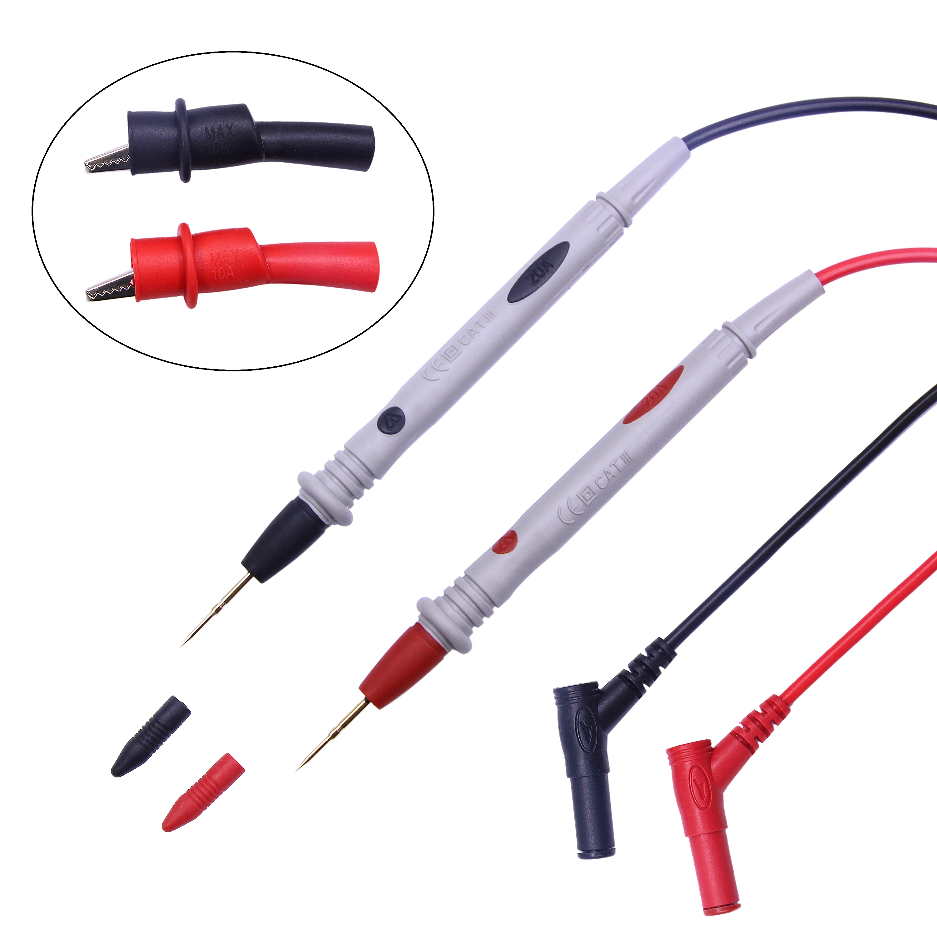 1000V 20A 10A Multimeter Test Heads Needle Pin Digital Multi Meter Head Wire Pen Cable Kit Multimeter Voltmeter Silicone Tester