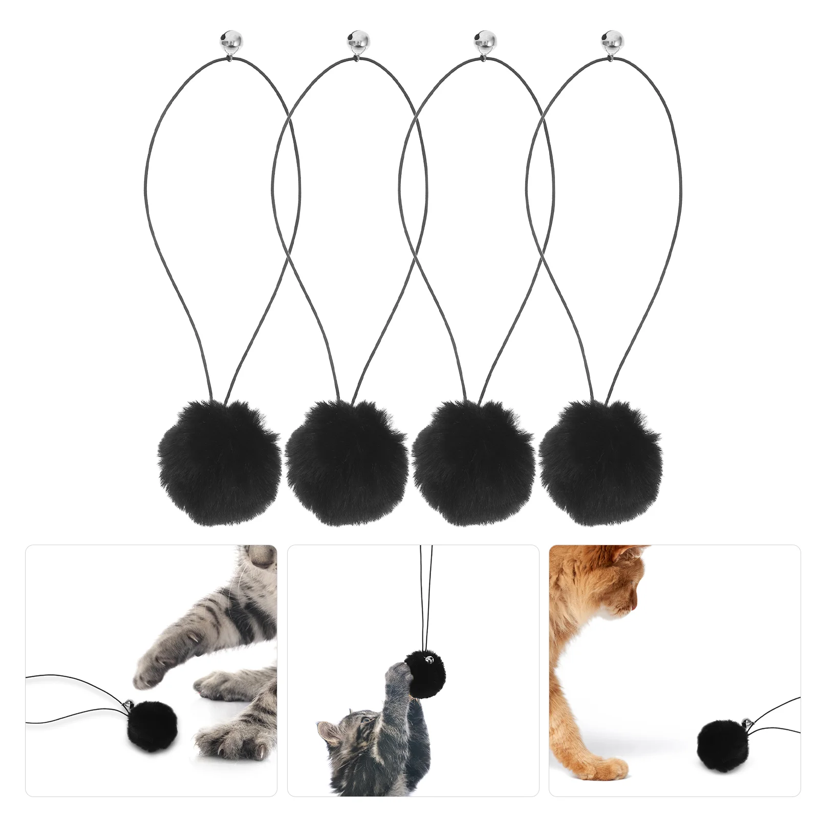 

4 Pcs Interactive Cat Toy Balls Scratching Post Replacement with Bells Dog Toys