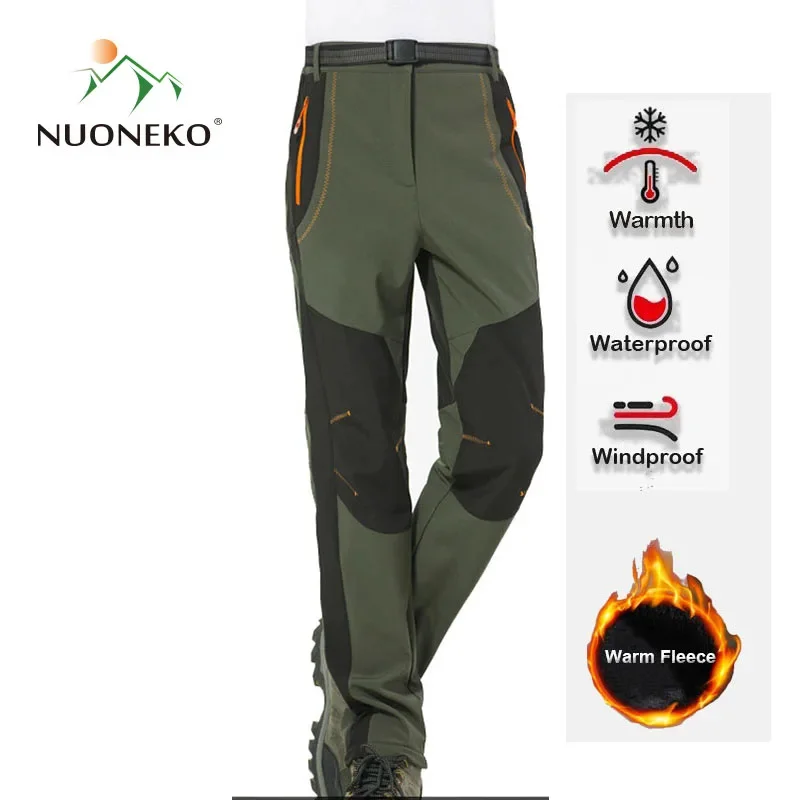 

NUONEKO Men's Winter Hiking Pants Men Fleece Softshell Trousers Man Outdoor Mountain/Ski/Fishing/Trekking Waterproof PM50